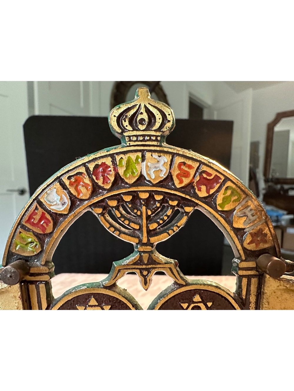 Vintage Israel Hanukkah Menorah Judaica Lions Judah 10 Commandments Jerusalem - Picture 9 of 15